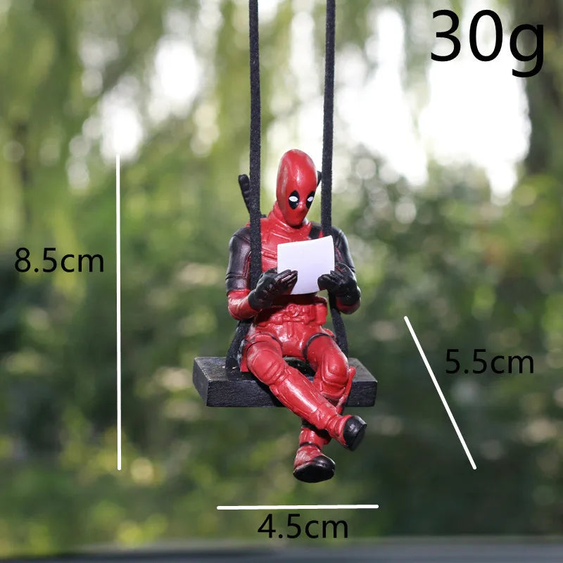 NWE Marvel Deadpool Car Rearview Mirror Pendant Reading Deadpool Car Pendant Mini Model Toy Action Figure New Hot Christmas Gift