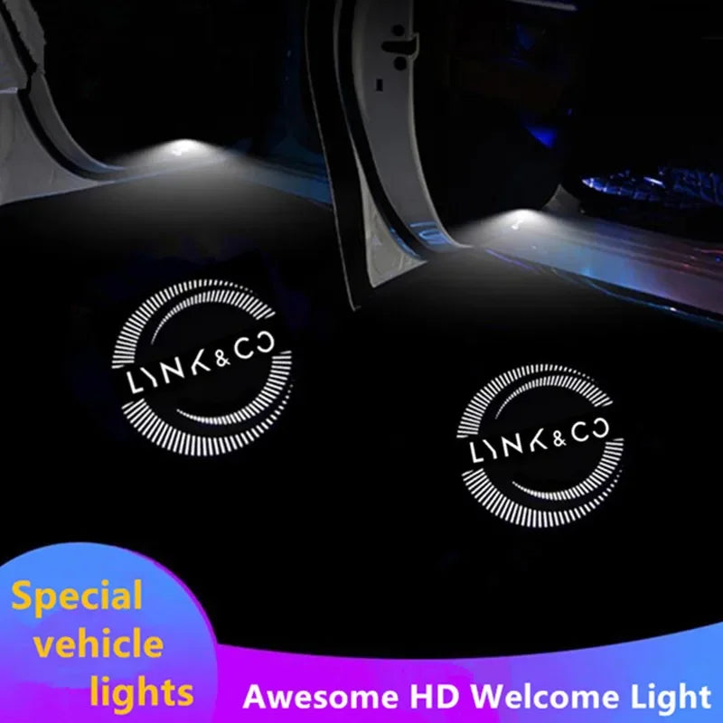 2pcs Led Car Door Welcome Logo Light for Lynk&Co 01 02 03 05 09 2017-2024 Auto Laser Projector Ghost Shadow Lamps