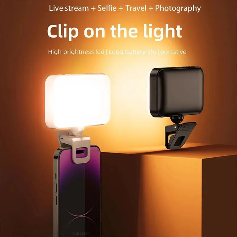 Pocket LED Selfie Light For IPhone IPad Mobile Phone Laptop Clip Flash Fill Video Photo Ringlight Photography Lamp