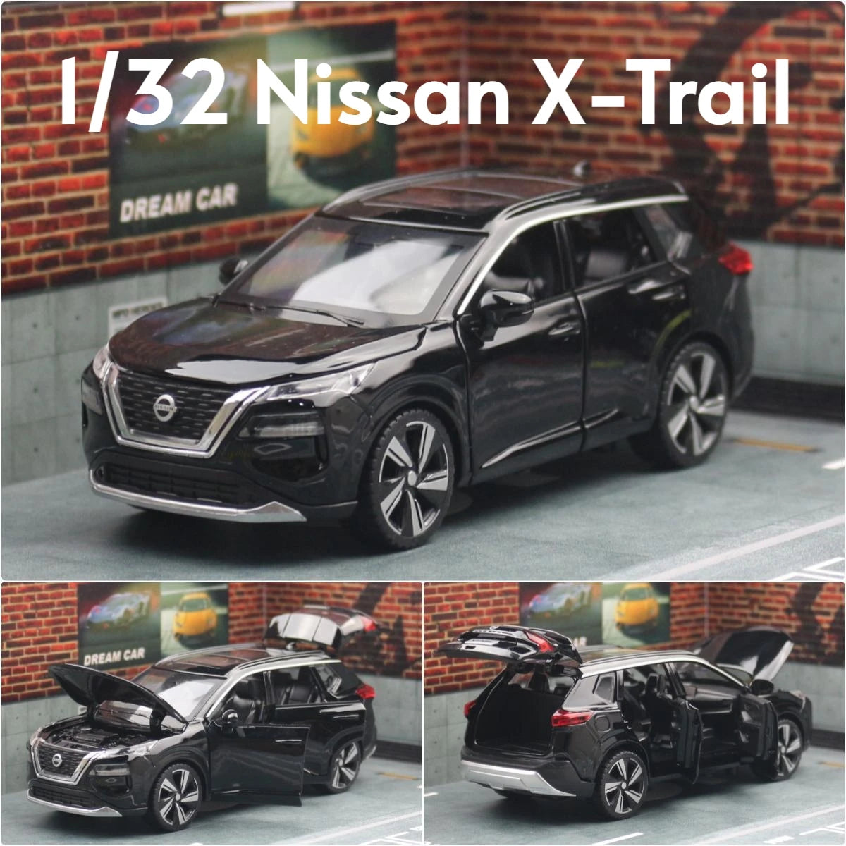 1/32 Nissan X-Trail SUV Miniature Diecast Toy Car Model Sound & Light Doors Openable Educational Collection Gift For Boy Kid