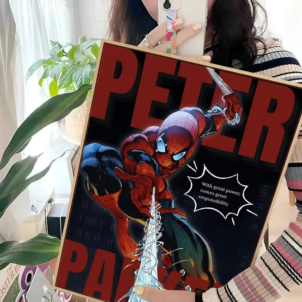 S-Spider Cartoon Man Movie Sticky Posters Whitepaper Sticker DIY Room Bar Cafe Posters Wall Stickers