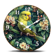 Vibrant Parrot on Branch Wall Clock - Tropical Bird Theme Decorative Timepiece for Home