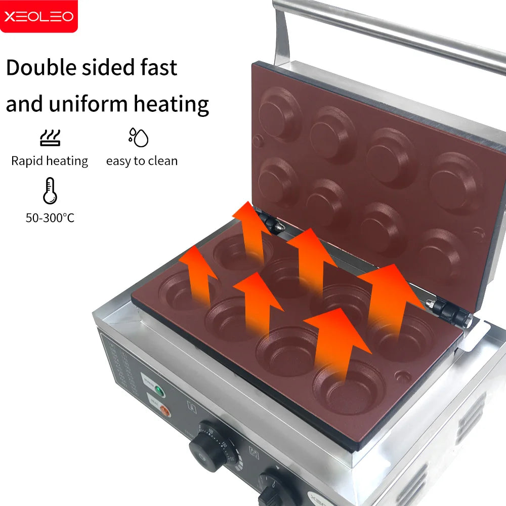 XEOLEO Electric Egg Tart Maker Machine 1550W 8 Pcs Egg Tart Skin Making machine Cupcake Waffle Maker Non-stick Coating