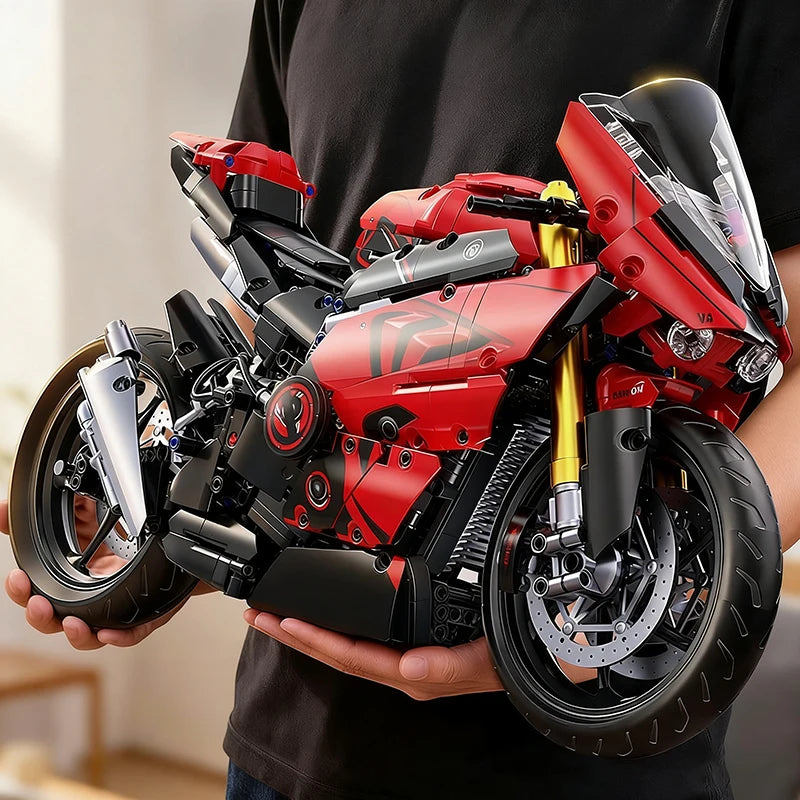 2000pcs Racing Motorcycle V4S Building Blocks Set,1:5 Sports Car Model Kit,STEM Bricks Toys for Teens Adults,Gifts for Boys Girl