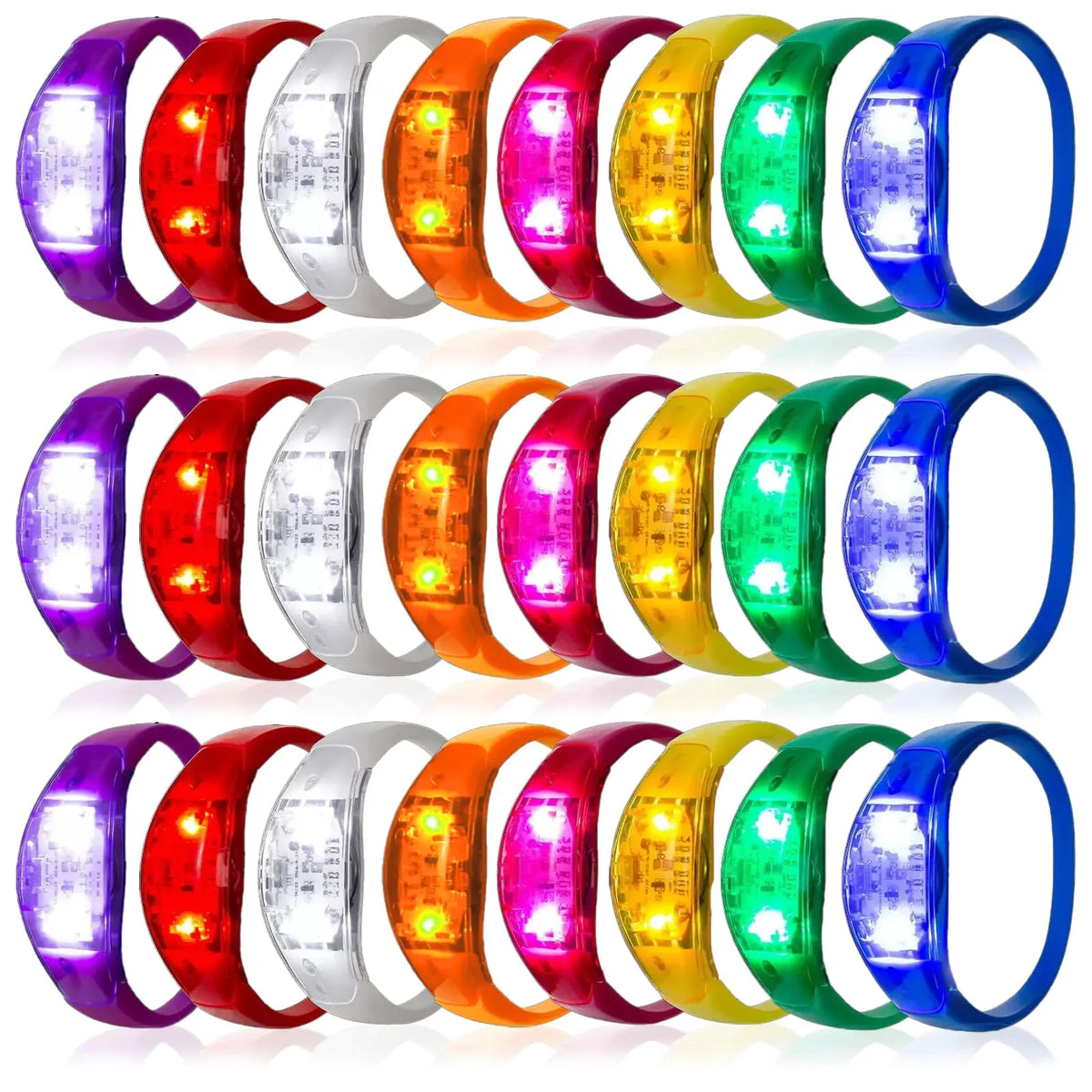 10-300PC LED Glow Bracelets Sound Activated Flashing Light Up Bracelet Luminous Bracelet for New Years Eve Music Control Concert