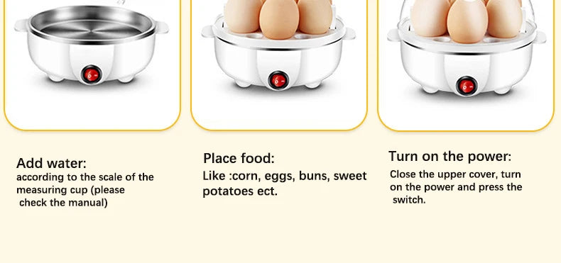 Electric Eggs Cooker Rapid Mini Egg Boiling Machine for Poached Scrambled Omelets Auto Shut Off Kitchen Appliance