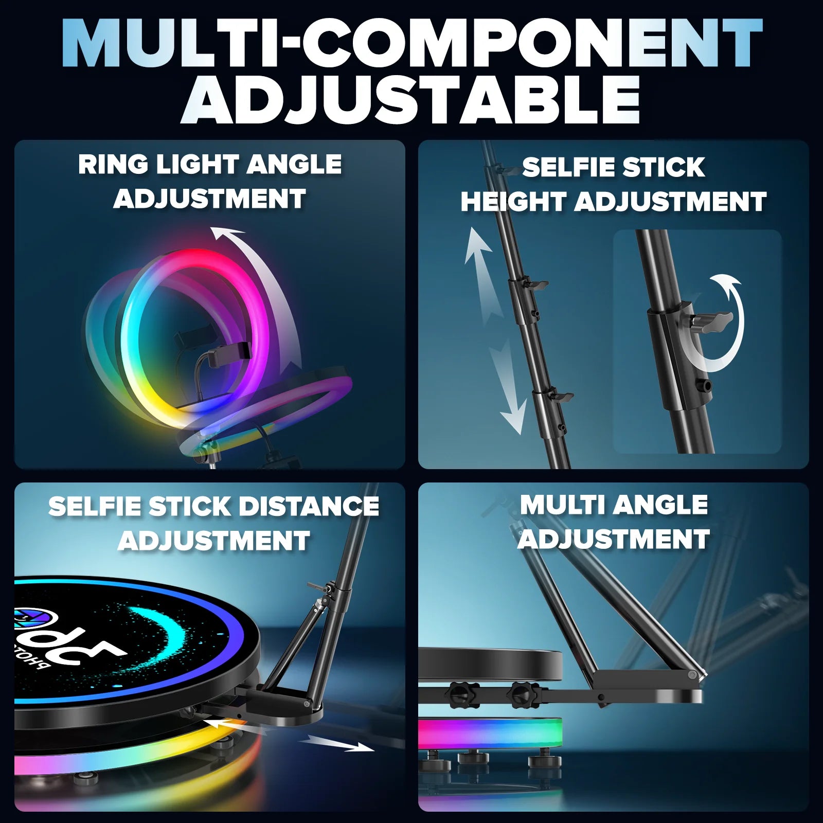 360 Photo Booth for Video with App Control Rotating 360photo Booth Degree Photobooth Machine with RGB Ring Light for Party Event