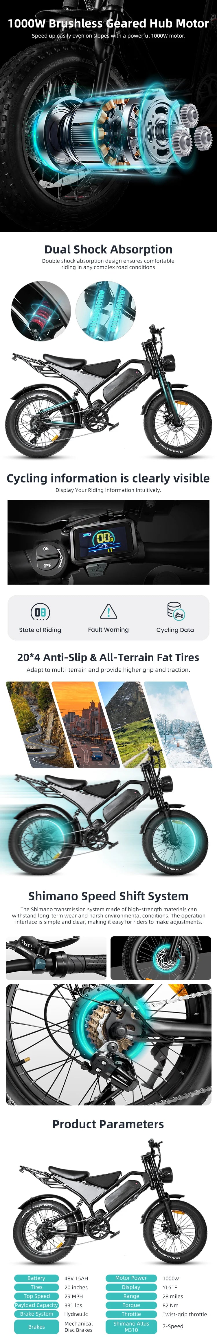 Explore off-road terrains effortlessly with this adult electric fat tire bicycle—an ideal companion for outdoor adventures!