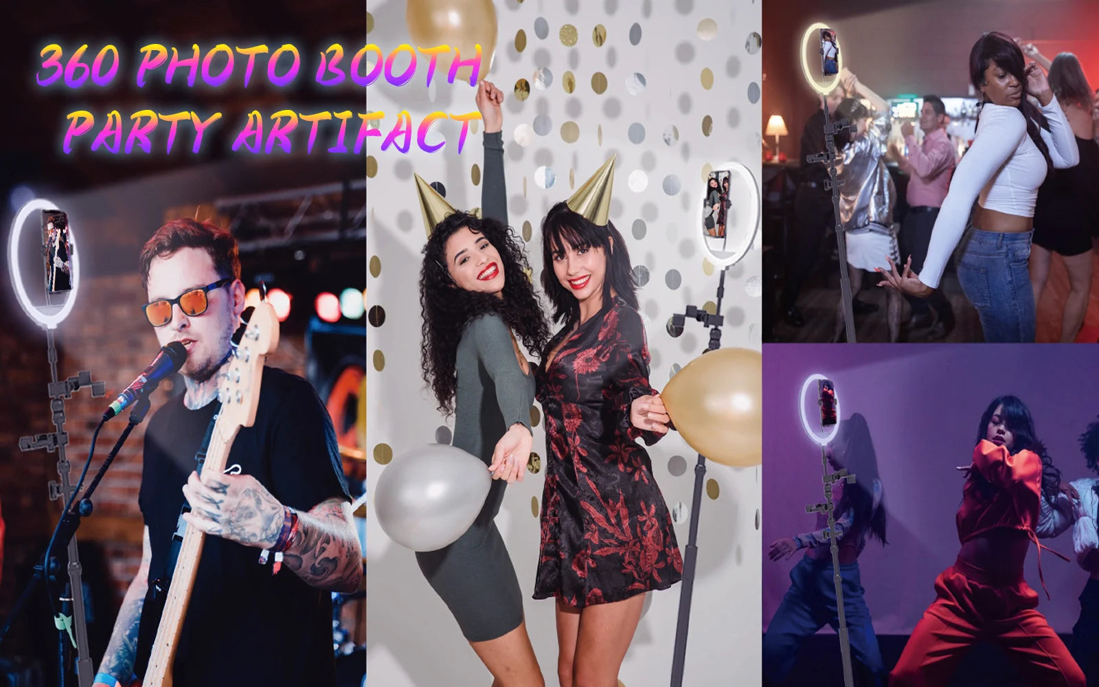 360 Photo Booth for Video with App Control Rotating 360photo Booth Degree Photobooth Machine with RGB Ring Light for Party Event