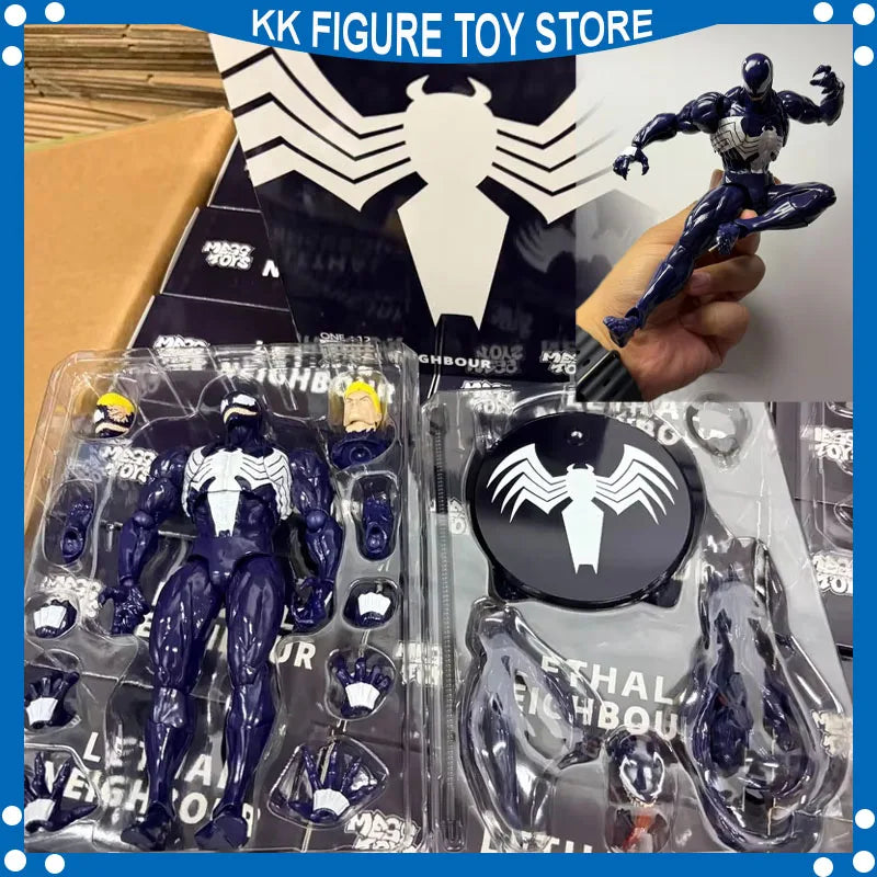In stock NEW Mess Toys Venom Lethal Neighbor Spider Man Symbiotic Black Suit Messtoys Spiderman Anime Action Figure Model toys