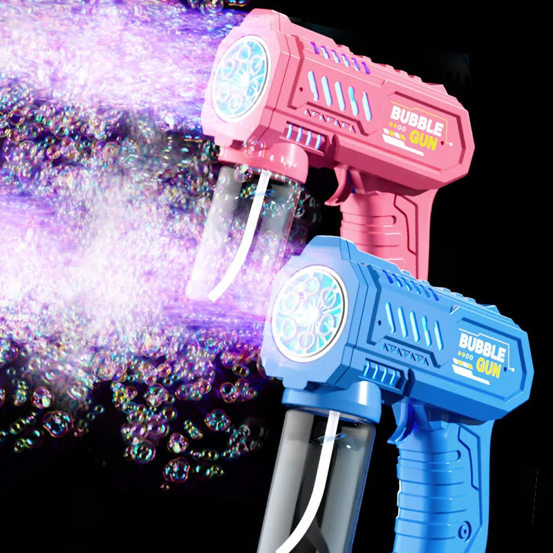 6 Holes Bubble Machine Electric Bubble Gun with Light  Automatic Bubble Blowing Toys Kids Soap Blower Summer Outdoor Game Toy