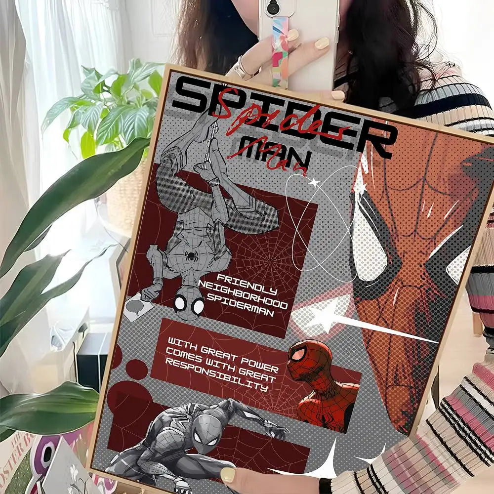 S-Spider Cartoon Man Movie Sticky Posters Whitepaper Sticker DIY Room Bar Cafe Posters Wall Stickers