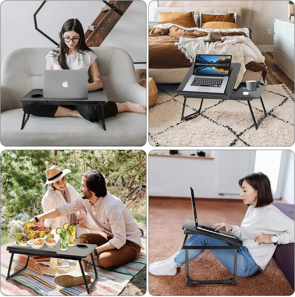 Laptop Desk for Bed Couch,Lap Desk for Laptop,Portable Laptop Stand for Desk,Small Adjustable Laptop Desk,Foldable Bed Table for Laptops and Writing, Bed Tray Table with Cup Holder