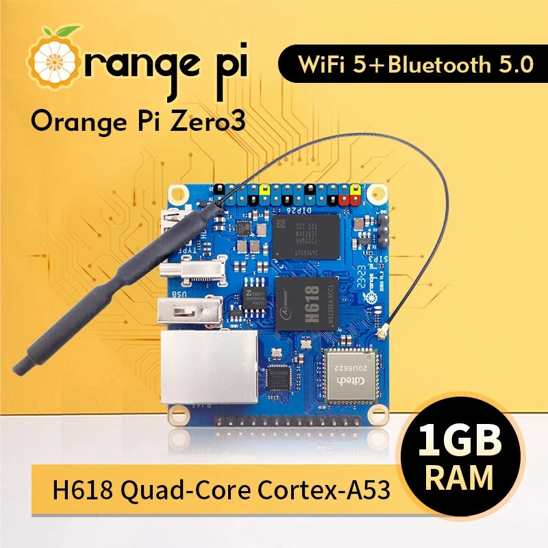 Orange Pi Zero 3 1GB 2GB 4GB RAM DDR4 Allwinner H618 WiFi Bluetooth Mini PC Zero3 Development Board SBC Single Board Computer