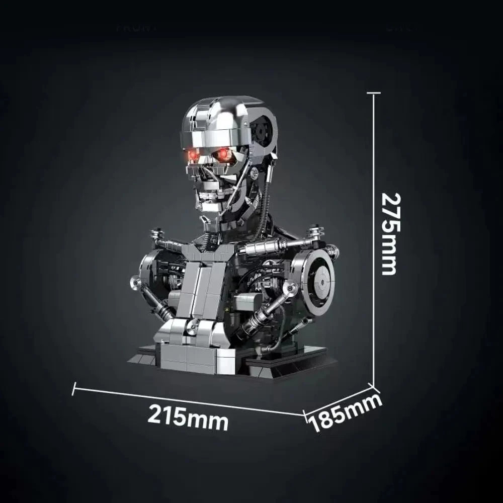 1469PCS Mecha Skull Skeleton Robot Building Blocks Movie T800 Bust Figures Model Desktop Ornament Construction Bricks Toys Gift