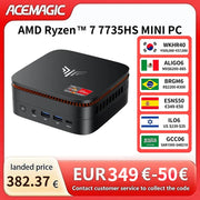 ACEMAGIC Ryzen 7 7735HS Gaming Mini PC 24GB LPDDR5 6400MHz 1TB NVMe SSD Radeon Graphics 8C 16T Desktop Computer 4K Triple Displa