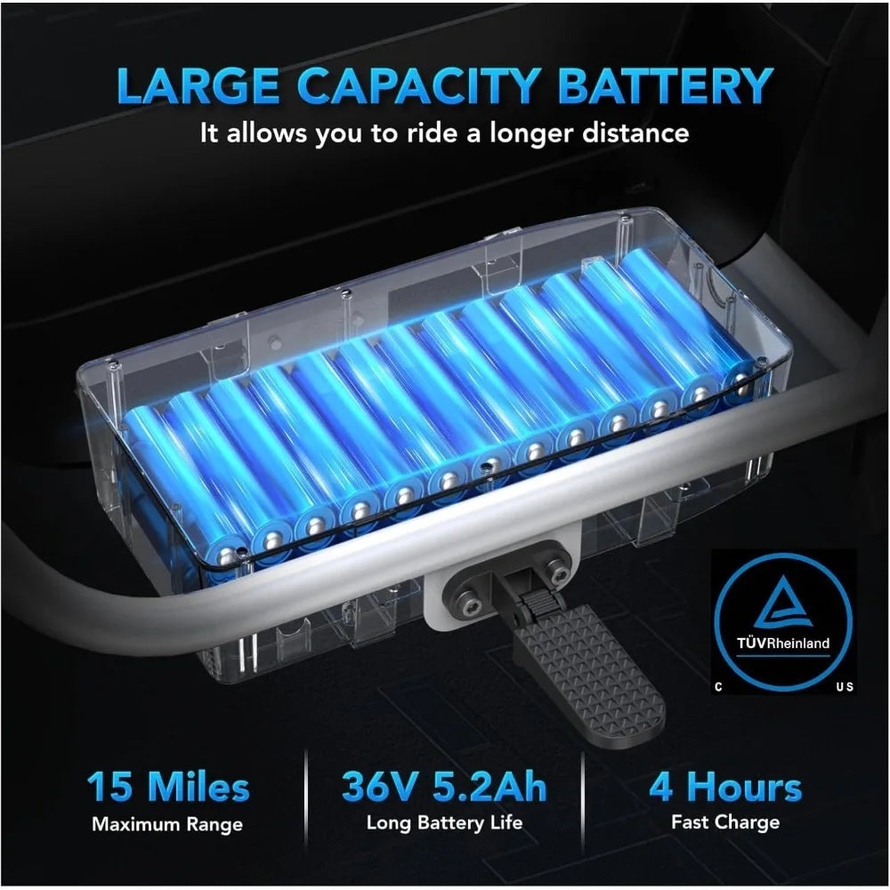 US Shipping Hot New 1200W Peak Electric Scooter with Seat 16 Inch Fat Tire Electric Dirt Bike 30 Miles Range 20 Mph Speed