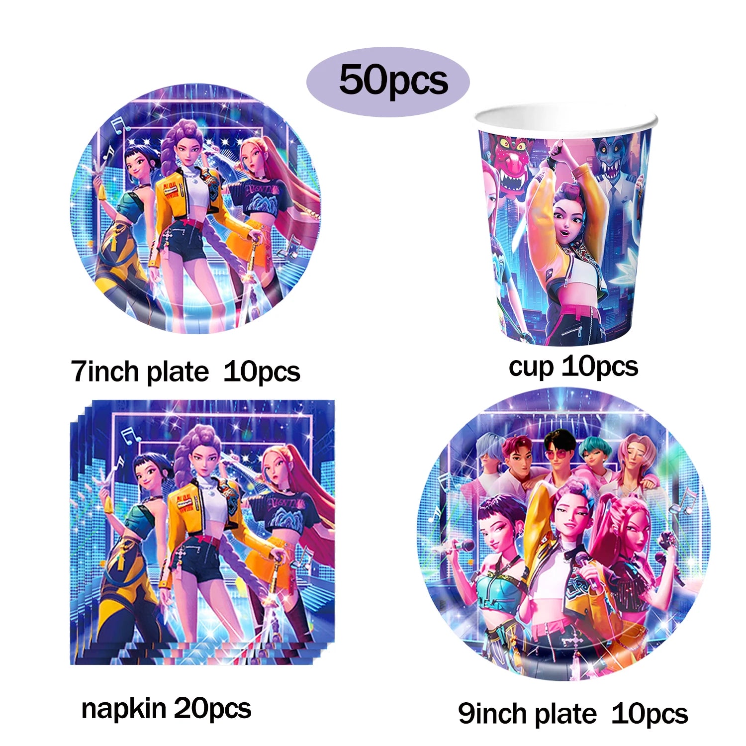 Hot K-Pop Birthday Party Decoration Set Kids Tableware Balloons Cups Plates Napkins Cake Topper Banner Gift Bag - Party Supplies