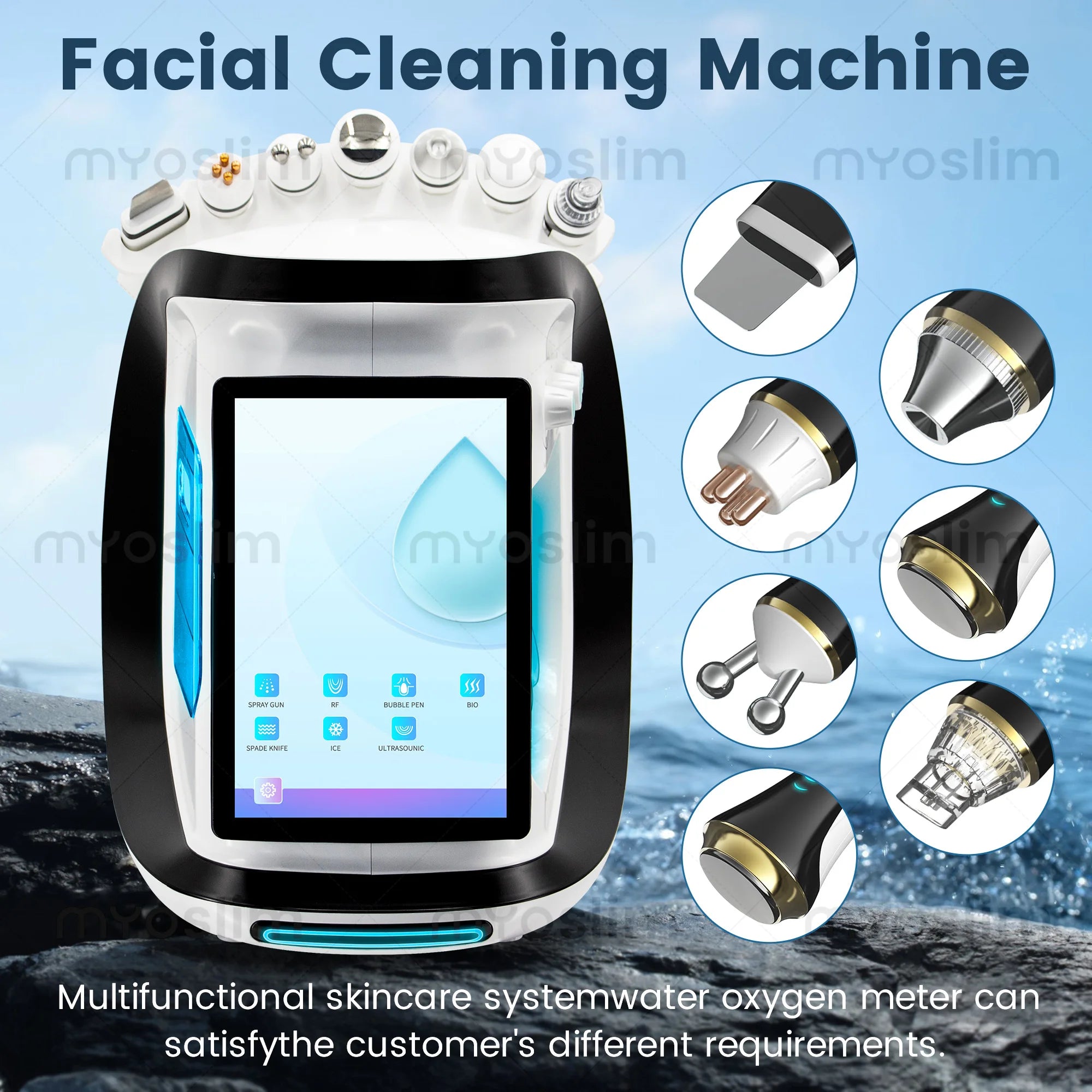 Transform your skincare routine with the 7-in-1 multifunctional beauty machine. Deeply cleanse the skin, remove acne, brighten and whiten, exfoliate, and combat the signs of aging for a revitalized and glowing complexion.
