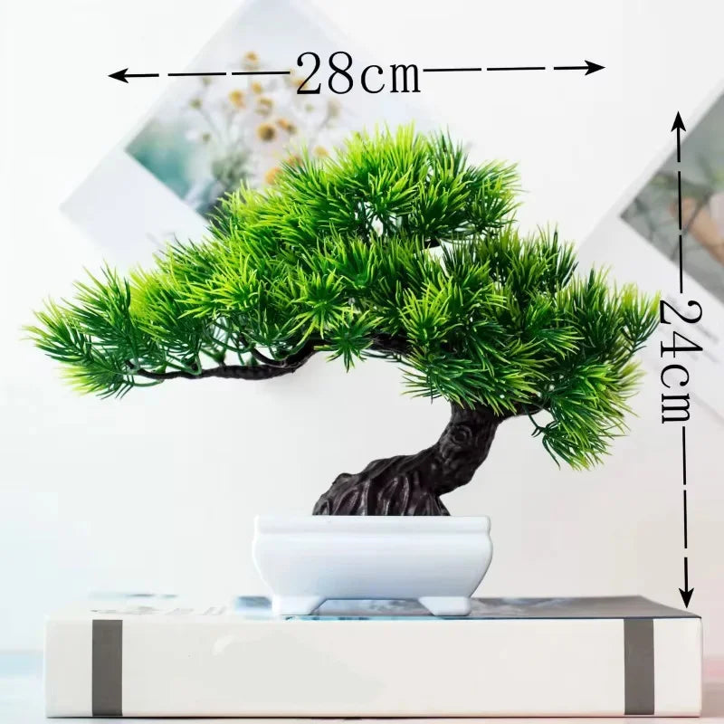 Artificial Plants Potted Bonsai Green Small Tree Plants Fake Flowers Potted Ornaments for Home Garden Decor Party Hotel Decor
