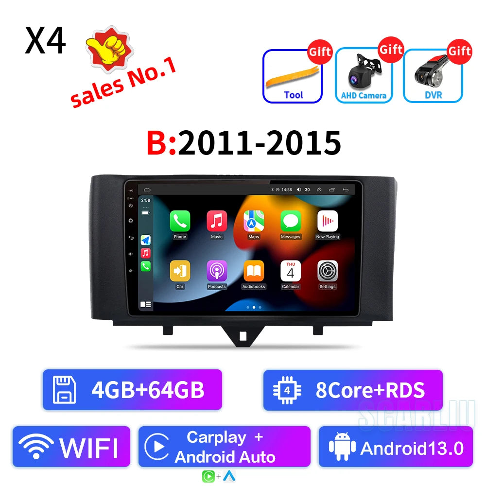 For Smart Fortwo 451 2005 - 2010 2010-2015 Multimedia GPS Navigation DSP RDS 4G SWC CarPlay 2Din 9inch Android Auto Car Radio