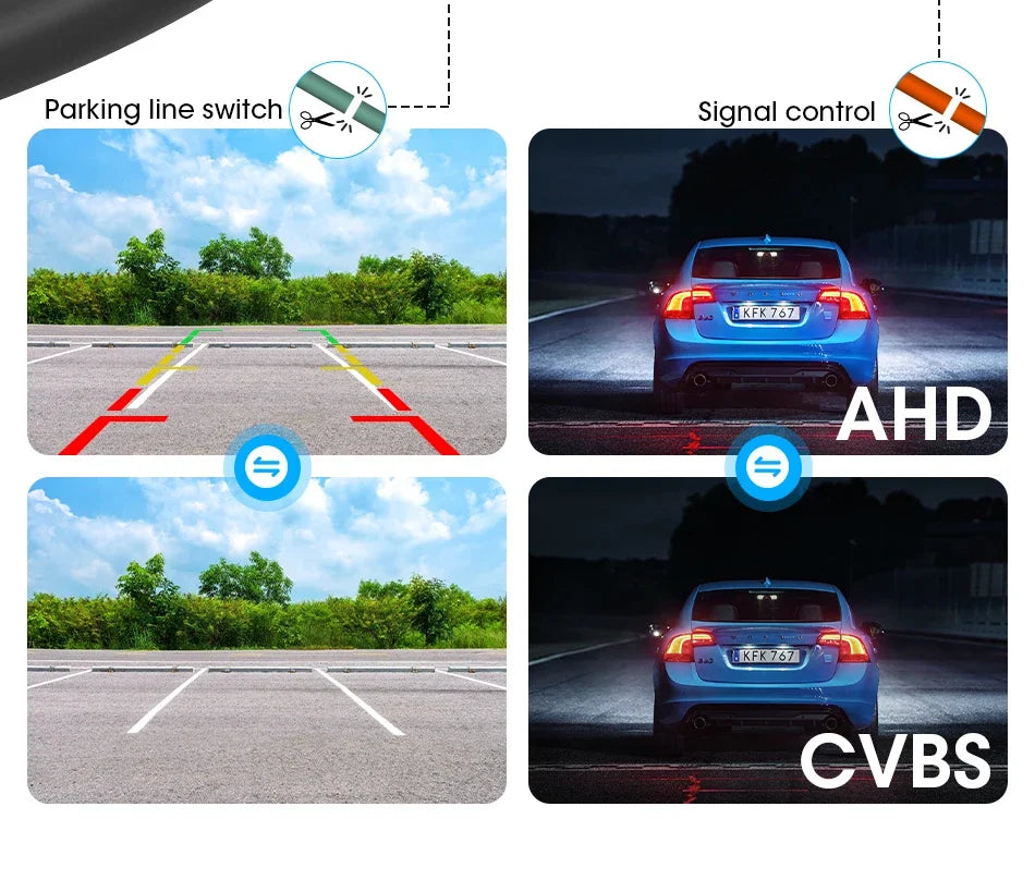 720P Camera AHD Switch CVBS Night Vision IP68 Waterproof 170° Degree Fisheye Golden Lens Full HD Vehicle Backup Rear View Camer