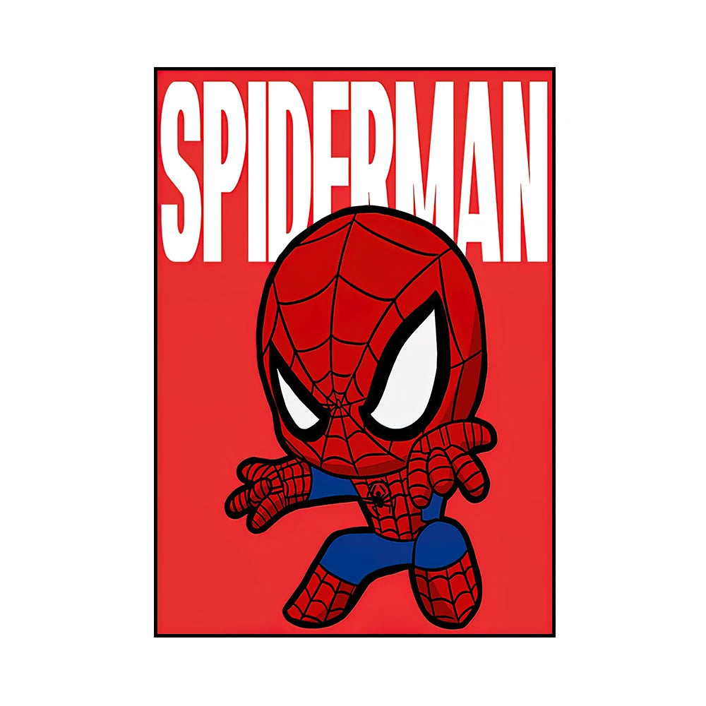 Frameless Marvel Superhero Wall Art Posters SpiderMan Iron Man Avengers Cartoon Canvas Painting Print Modern Kid Room Home Decor