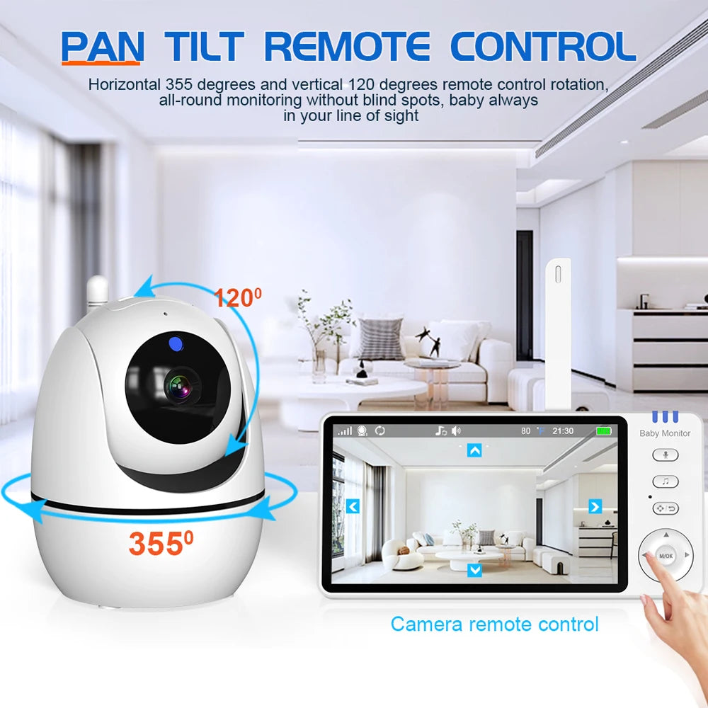 Monitor your little one with ease using this 5.0-inch video baby monitor—featuring a wireless pan-tilt camera, two-way audio, night vision, wake-up, and USB charging for convenience and security!