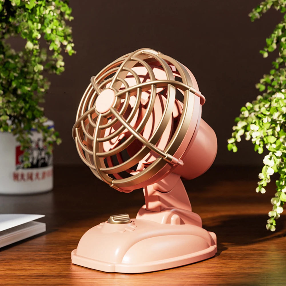 1Pc Retro USB Charging Handheld Fan Silent Mini Fan Summer Portable Outdoor Travel Office Mini Fan Ultra Quiet Folding Mini Fan