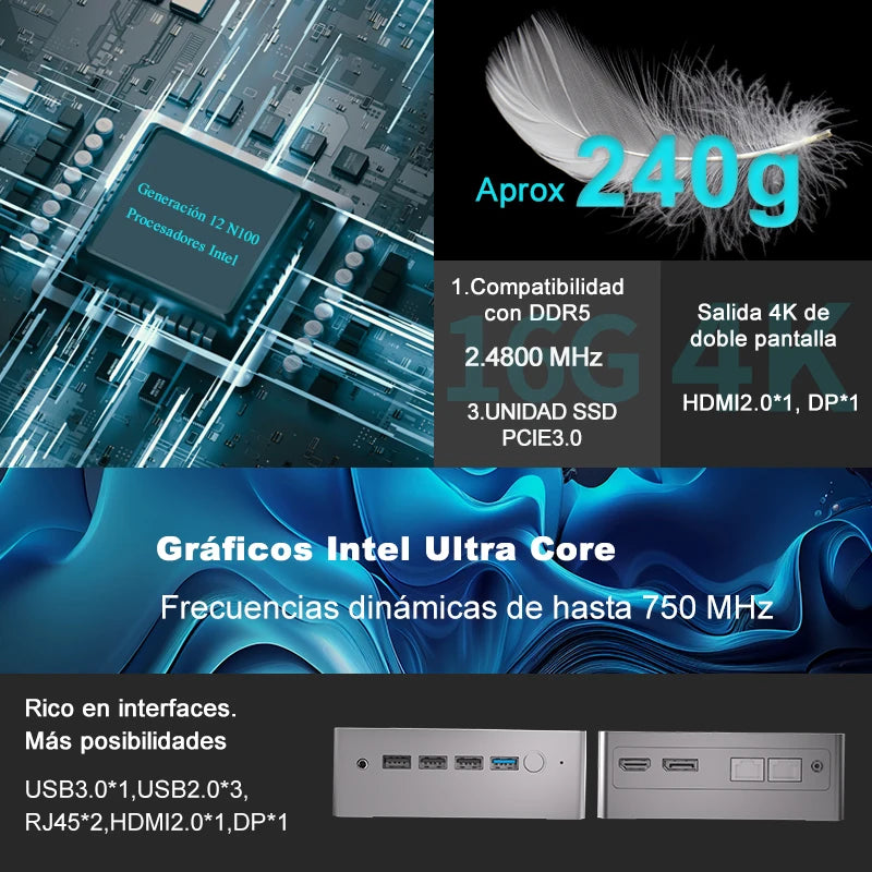 Experience powerful performance with this Intel N100 mini PC—quad-core processor with Turbo Boost up to 3.4GHz, 8GB LPDDR5 RAM, 256GB storage, 4800Hz dual RJ45 LAN with firewall, Windows 11, and 4K support for smooth multitasking and secure networking!