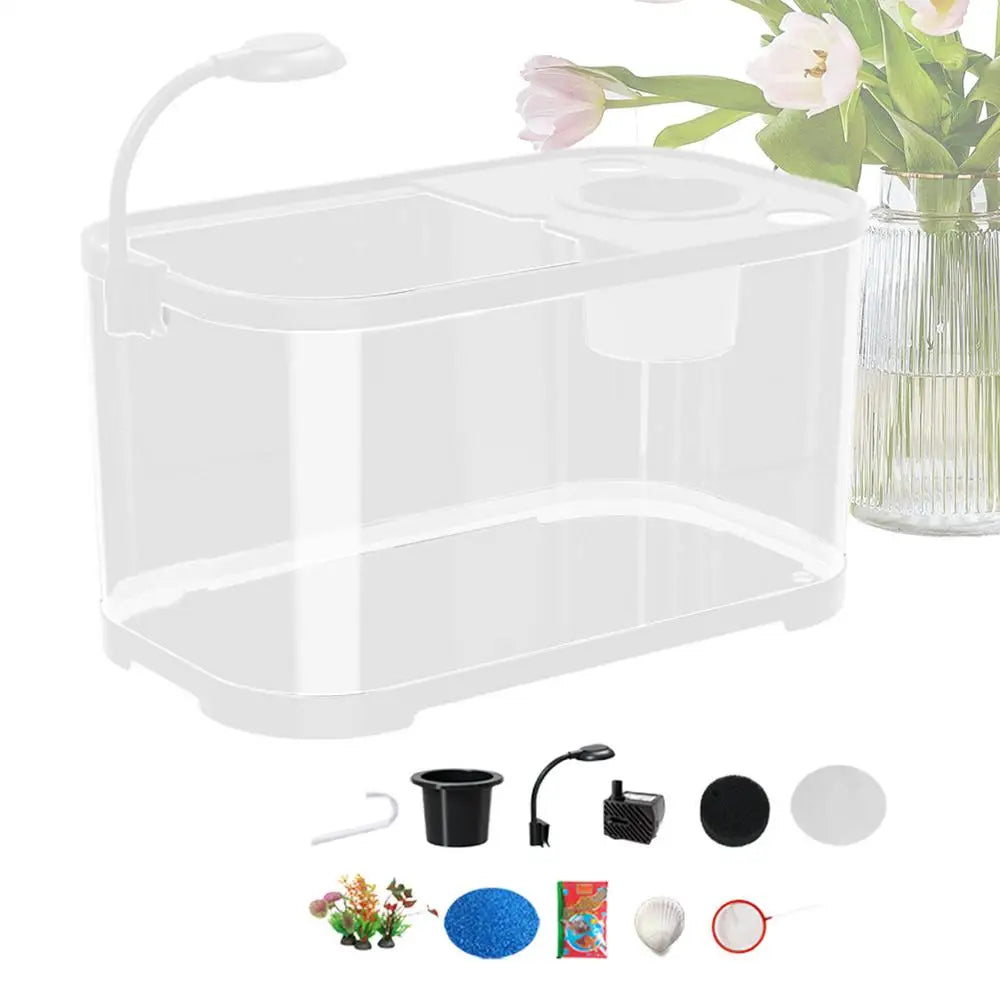 Aquarium Kit Betta Fish Tank For Beginners Desktop Beginner Aquarium Small Household Fish Bowl For Aquatic Animals Betta Turtle