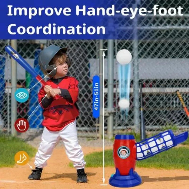 Parent-child Interactive Kids Baseball Set Electric Remote Control Pitching Machine Space Style Sport Training Toy for Kids 3+ Y