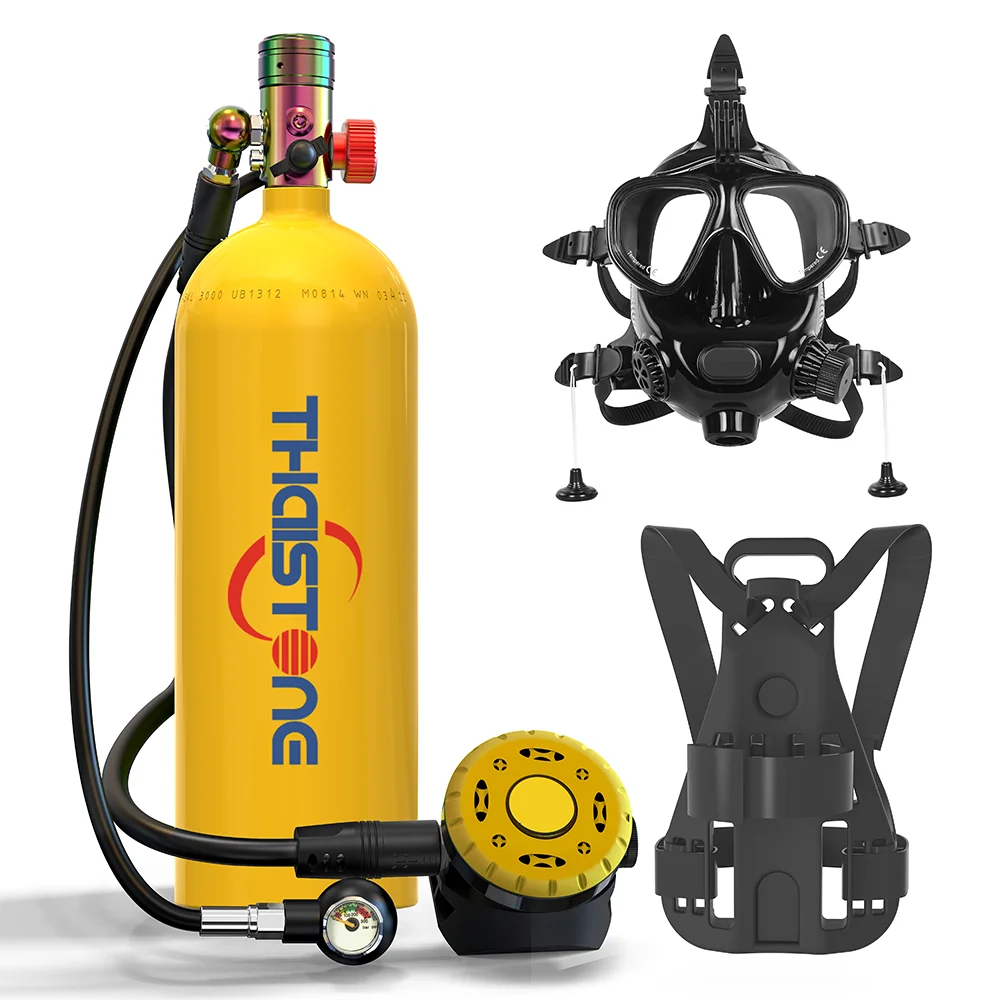 THAISTONE-Scuba Diving Air Tank with Mask Underwater Breath Air Tank, Oxygen Tank, Snorkeling Equipment, 2.3L, 30-40 Minutes