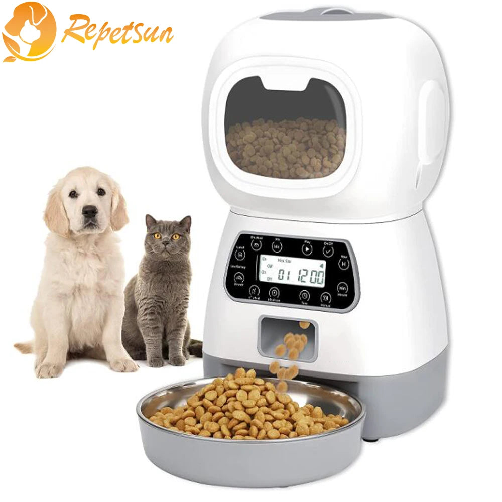 Keep your furry friends well-fed on schedule with this automatic pet feeder featuring a smart timer and durable stainless steel bowl—perfect for cats and dogs!