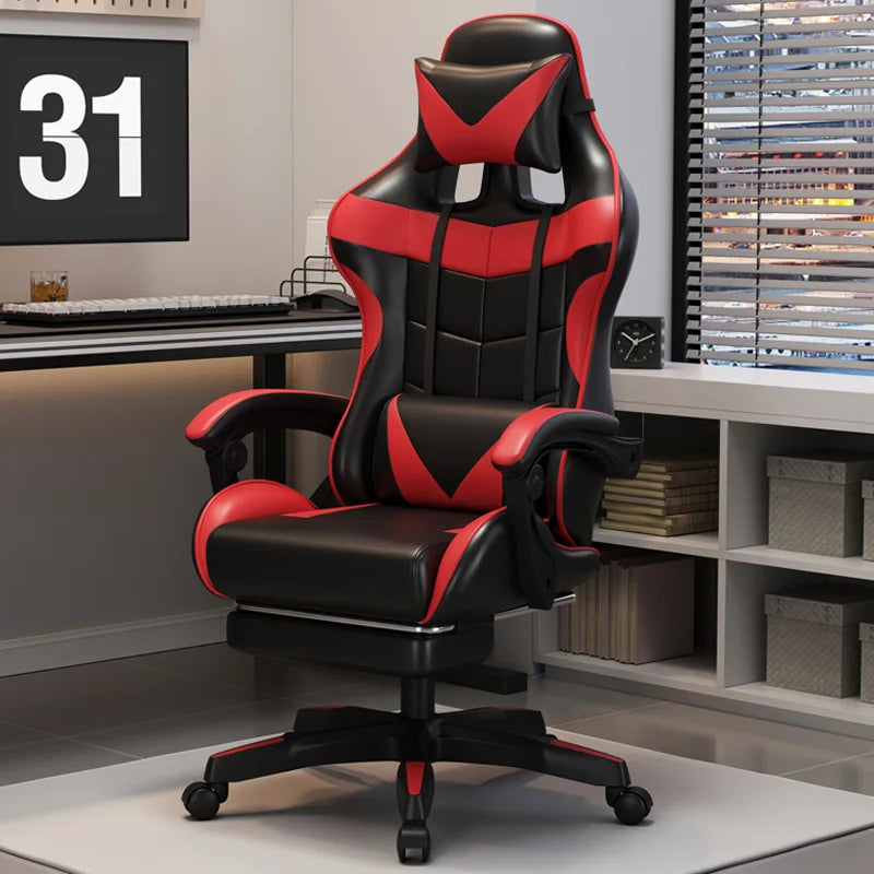 Gaming Chair Ergonomic Office Chair Adjustable Swivel Computer Chair Silent Wheels Lumbar Support Comfortable Seat Home