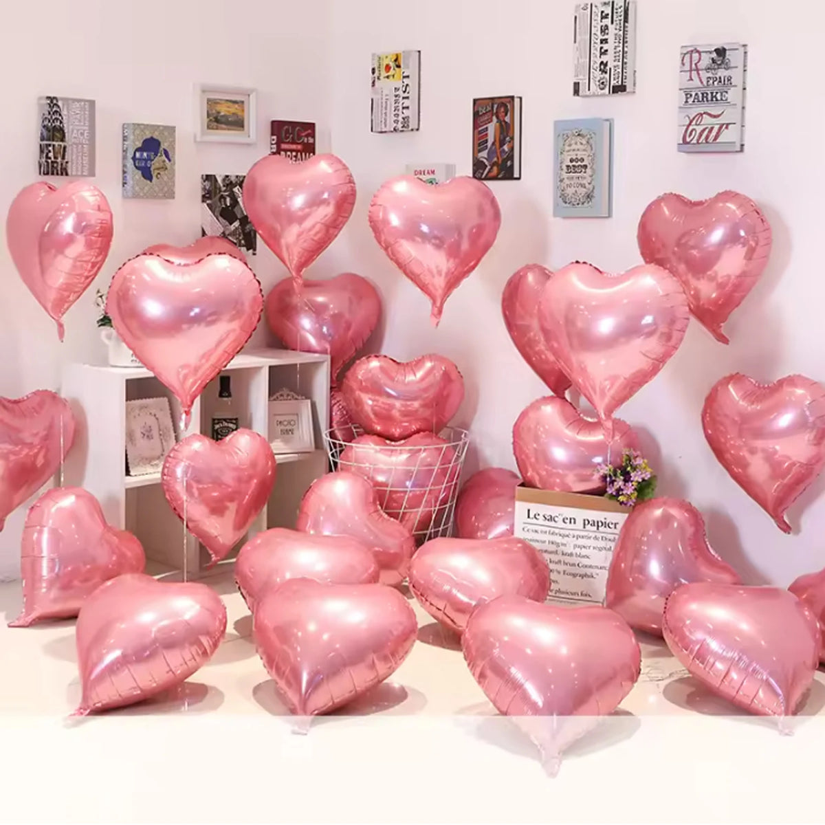 10pcs 18inch Rose Gold Red Pink Love Heart Foil Balloons Valentines Wedding Decoration Helium Balloon Birthday Party Supplies