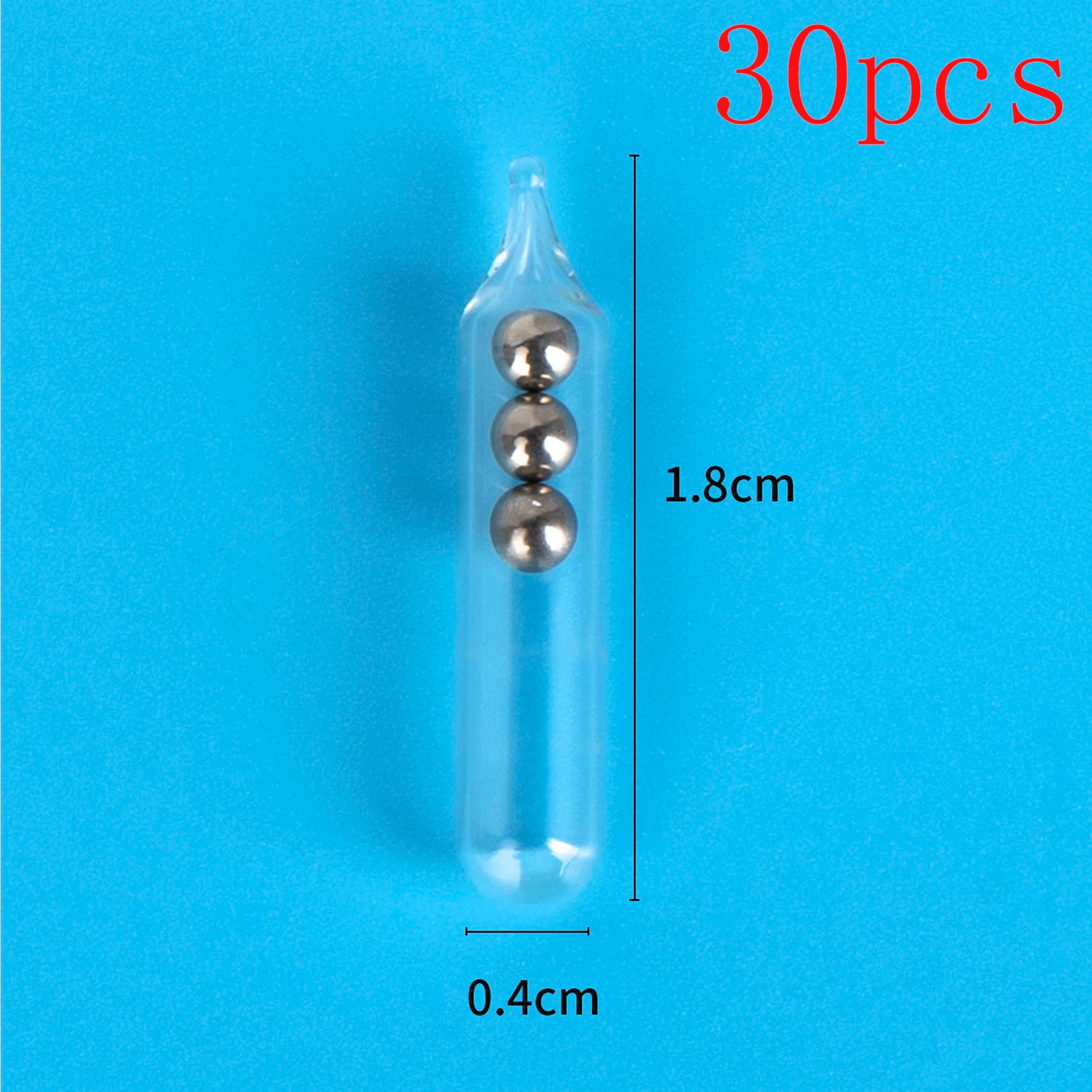 30pcs Glass Fishing Rattles, Rattle Inserts for Soft Bait Tubes, Lure Accessories