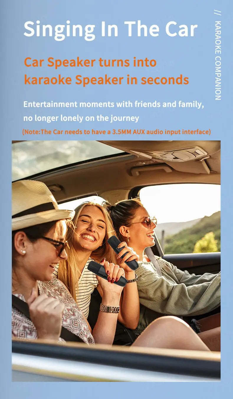 Wireless Karaoke Companion Bluetooth 5.3 Dynamic Microphone KTV DSP Mixer System 3.5MM AUX Type-C Amplifier Host For Speaker Car