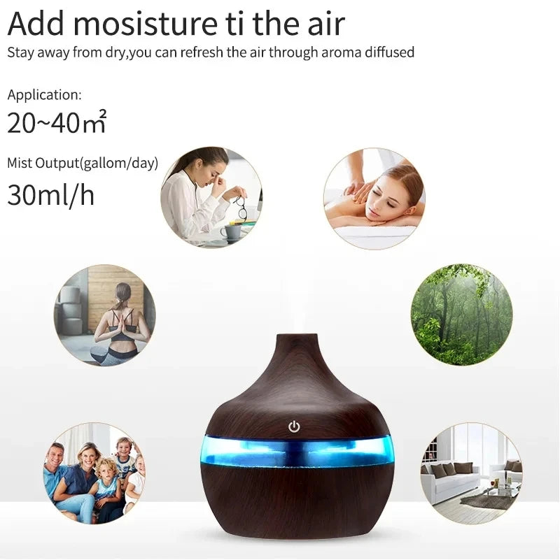Ultrasonic Air Humidifier Essential Oil Aromatherapy Cool Mist Maker For Home/Office