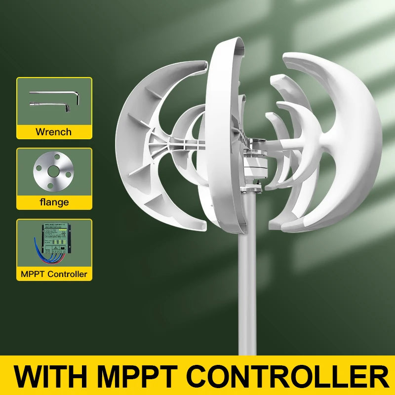 1000W 1KW Vertical Axis Wind Turbine 12V 24V 48V Wind Generator CE Certified Free Energy Low Speed Start Off Grid for Home Use