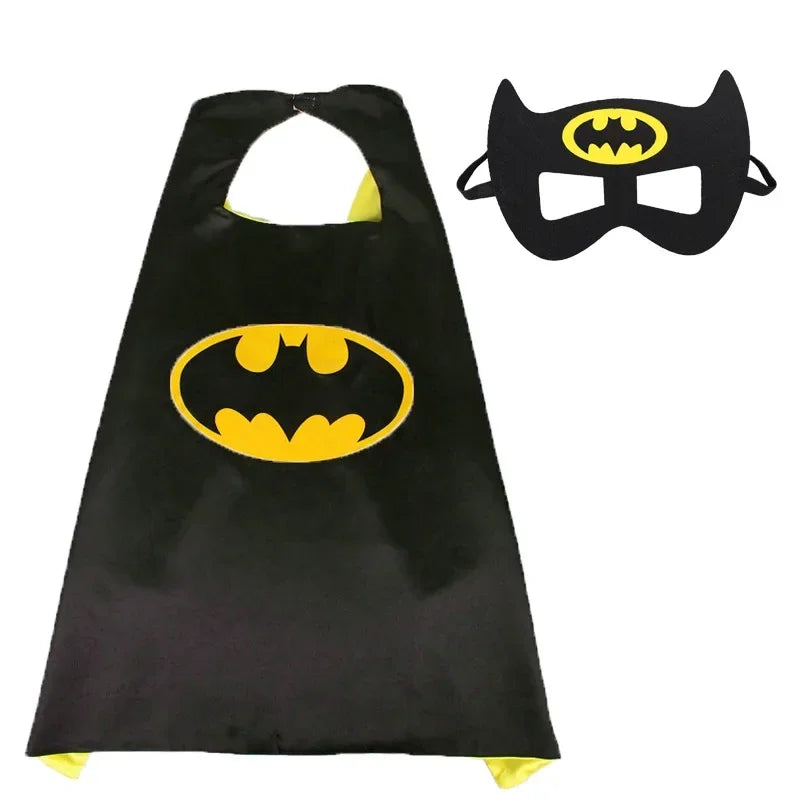 Super Hero Masquerade Mask Cape Cloak Anime Spider Man Batman Cloak Action Captain America Figure Toys Cosplay Child Party Gifts
