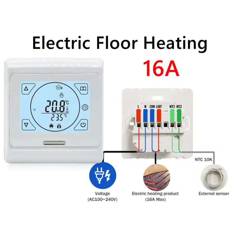 Maintain perfect comfort with this heat electric room thermostat—compatible with water and gas boilers for precise floor heating temperature control!