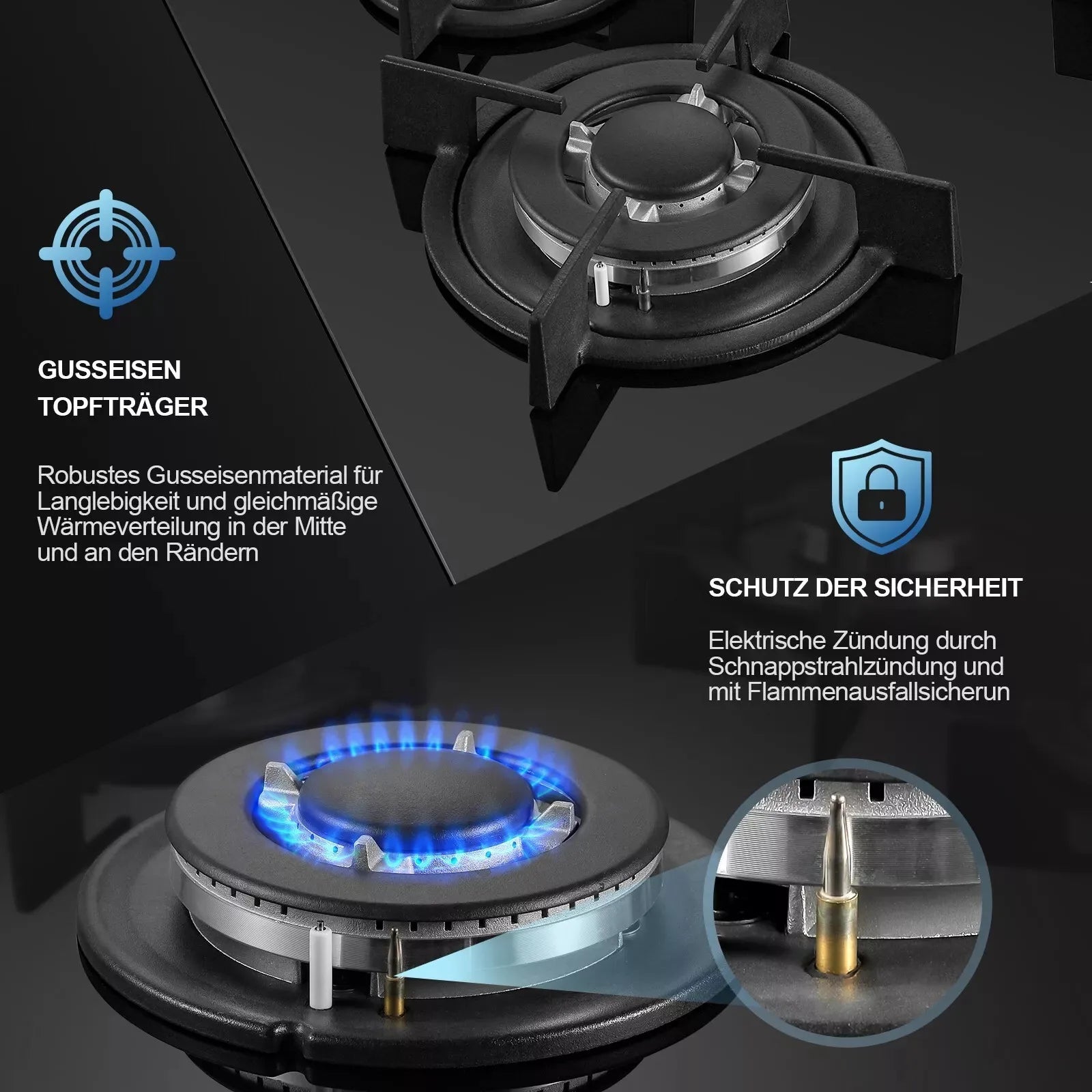 TopStrong 4-Burner Ceramic Glass Built-in Hob NG/Propane gas hob