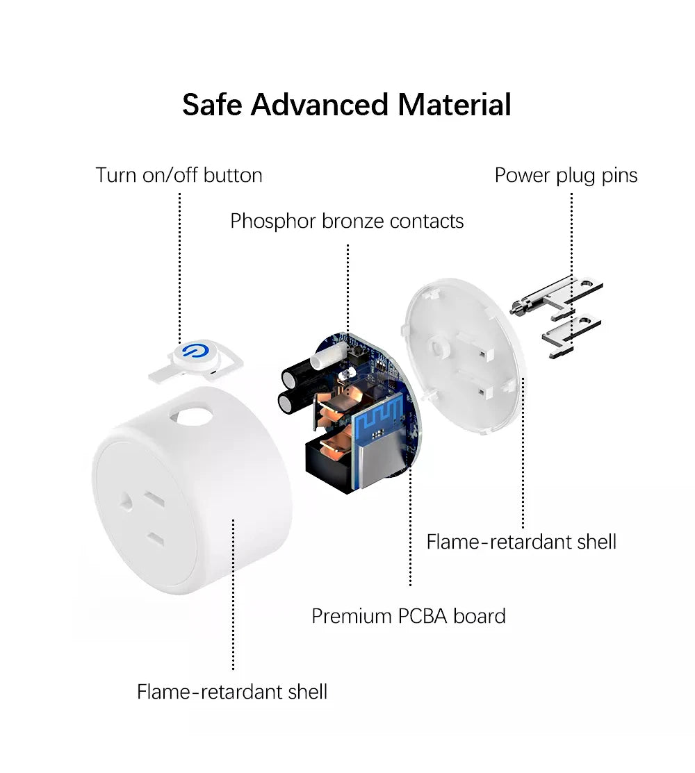 Control your devices hands-free with this WiFi smart plug featuring USA socket compatibility—wireless switch supporting app control, scene linkage, and voice assistants like Alexa and Google Home for smart home convenience!