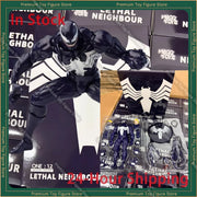 In Stock Mess Toys Venom Lethal Neighbor Spider Man Symbiotic Black Suit Anime Action Figure Collectible Messtoy Spiderman Model