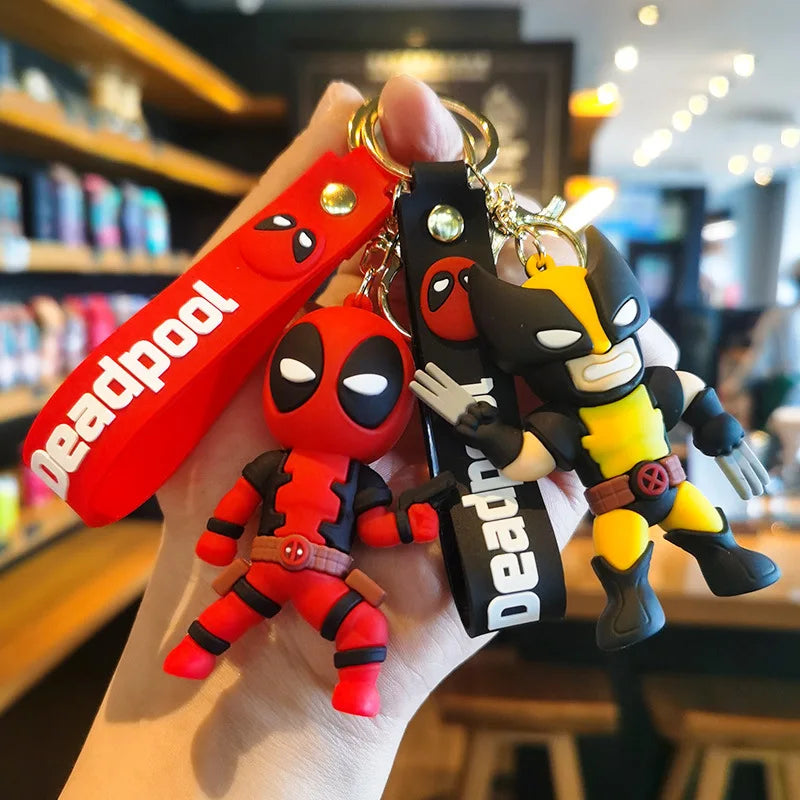 Anime Deadpool Doll Cartoon Anime Silicone Keychain Pendant Car Chain Backpack Silicone Keychain Gift for Friends