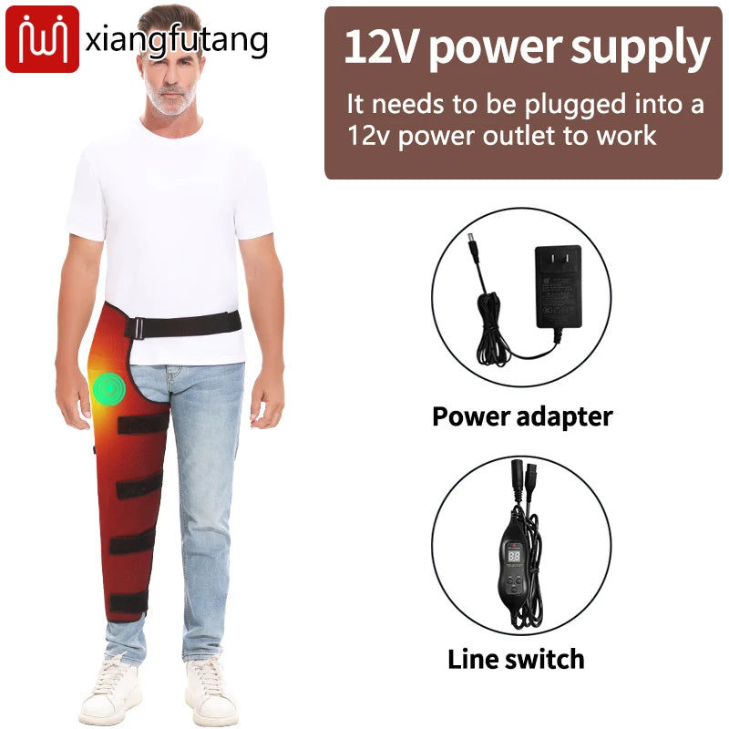 Long Hip Leg Heating Pad with Vibration Massager Leg Warmer Electric Heated Leg Wrap for Hip & Thigh & Knee & Calf Pain Relief