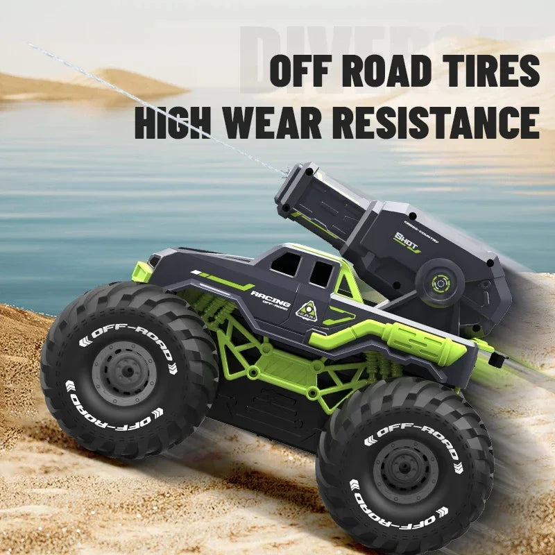 2.4G Self-absorbing High-pressure Water Gun Remote Control Car Amphibious Off-road Vehicle Climbing Stunt Car Water Toys