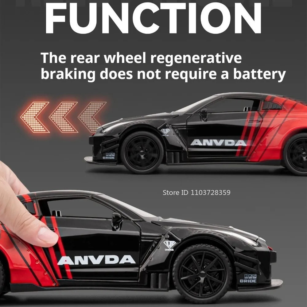 1:32 GTR Panamera Model Sports Car Toys Alloy Diecast Sound Light Doors Opened Exquisite Body Pull Back Collection Supercars