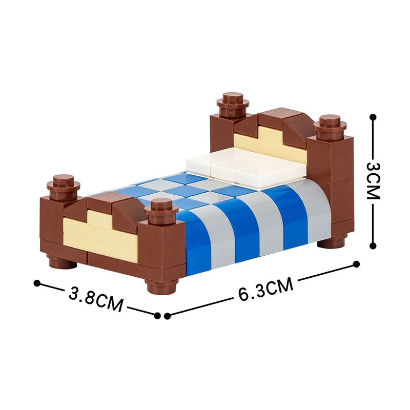 MOOXI City Furniture Bed Computer Desks Billiard Table Mahjong Table DIY Diorama Adult Building Block Set Children Toy MOC Brick